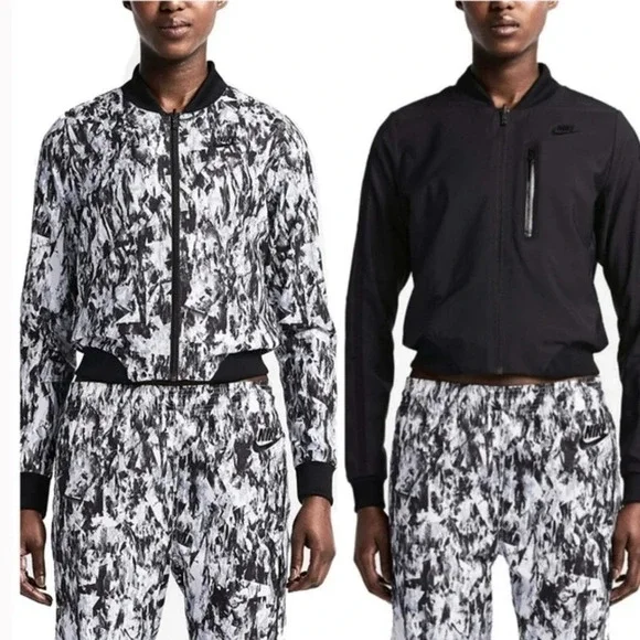 Nike Womens Bonded Woven Reversible Bomber Jacket Size Small - Picture 2 of 12